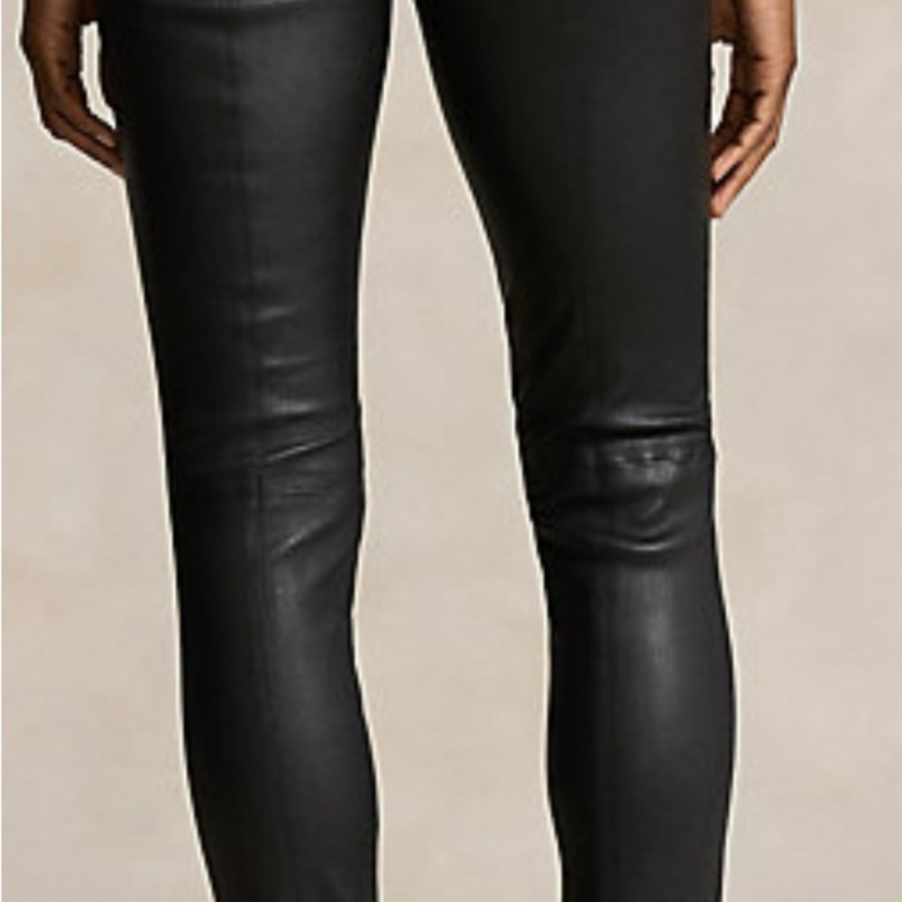 Ralph Lauren Purple Label Women The Lambskin Side-Zip Pant Leggings Made In USA - Picture 4 of 16